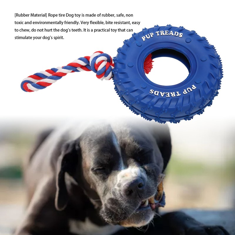 Dog Tire Chewing Toy Bite Resistant Treat Dispensing Rubber Aggressive