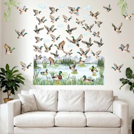 Kreatwow 2pcs Duck Hunting Wall Stickers Duck Hunting Party Decorations Duck Birthday Party Decorations Flying Duck Wall Decals Lucky Duck Baby Shower Decor Duck Hunter First Birthday Supplies