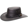 Squashy Full Grain Cowhide Leather Hat (S, Black)