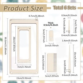 NBEADS 6 Sets Wood Weaving Loom Kit, Bookmark Weaving Loom with Weaving Comb and Weaving Crochet Needle Knitting Loom Tools for Adult Beginners Weaving and Weaving Lovers