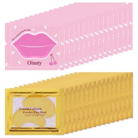30 Pairs Lip Mask & Eye Mask, 24K Gold Crystal Gel Collagen Eye Patches for Puffy Eyes, Chapstick Bulk, Anti Wrinkle Patches for Lip, Hangover Kit, Bulk Gifts, Bulk Gifts for Coworkers, Cheer Gifts