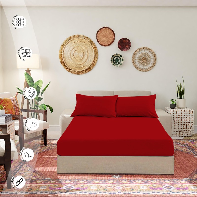 R&Z Plain Luxury Polycotton Fitted Sheet Single, Double, King, Super