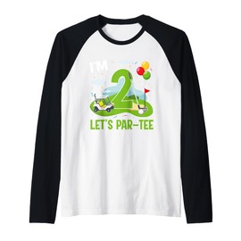 I'm 2 Let's Par-Tee 2nd Birthday Golf Themed Party Raglan Baseball Tee