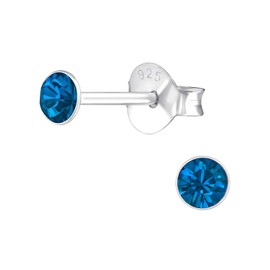 Bungsa Stud Earrings with Genuine European Crystal (LA CRYSTALE) 3 mm .925 Real Silver | *** 17 Crystal Colours Available *** | Small Earrings with LA Crystal Stone for Inserting - Elegant Earrings