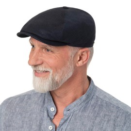 Stetson Linen Flat Cap Hat UV Protection Women Men Summer Made in the EU, darkblue, S