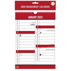 2025 Red Engagement Calendar A4 Planner Spiral Bound Wall Hanging 210 x 296mm