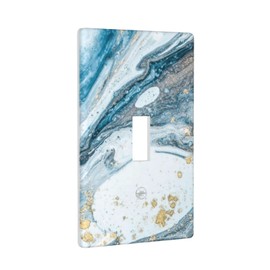 Blue Marble Light Switch Cover 1 Gang Wall Plate Single Toggle Switch Plate Covers, Abstract Decorative Light Switch Plates for Office Home, 4.50 X 2.76 Inch