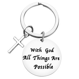 Baipilu Keychain Inspirational Gift Encouragement Keychains With God All Things Are Possible Religious Key Chain Faith Keychain Friend Couple Family Nursing Graduation Gift