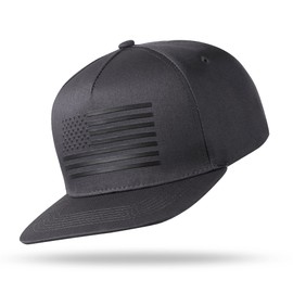 UALON Baseball Cap, Snapback Trucker Hat for Men & Women with American Flag and Adjustable, Breathable Mesh, Flat Bill Hats Dark Gray