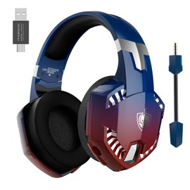 YOTMS 2.4GHz Wireless Gaming Headset for PC, PS4PS5, Mac, Switch, G2000Max Over Ear Gaming Headphones with Noise Canceling Microphone, Stereo Sound, ONLY 3.5mm Wired Mode for XboxSeries (Blue)