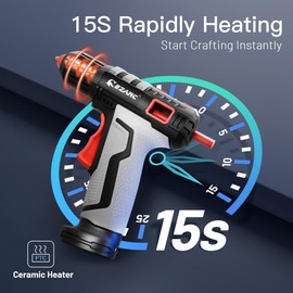 EZARC Cordless Hot Glue Gun with 30 Pcs Mini Glue Sticks, 15s Heating Fast Mini Glue Gun kit, Smart Power-Off, 2500 mAh Rechargeable Battery, DIY, Crafts, Decorations, Home Repairs, Gray