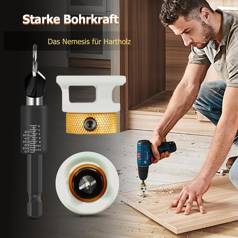 Countersink Drill Wood Countersink Drill Set with Depth Stop, Practical