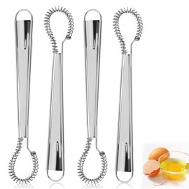QIUWORE 4PCS Mini Whisk, Spring Coil Egg Whisk, Hand Whisk, Stainless Steel Small Whisk,Cream Churn,Mini Whisk Hand Used for Baking Baked Goods