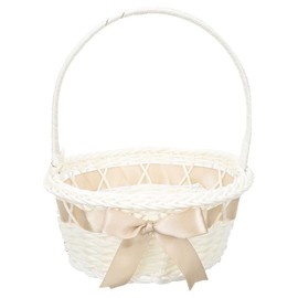 Ciieeo Canasta De Flores Tejida Con Mango Para Boda Cesta De Almacenamiento Multifuncional Para Fiesta Baby Shower Cumpleaños Decoración Y Regalos 8.85X6.29X6.29In