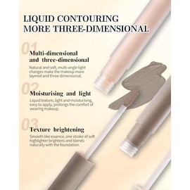 Barra de contorno líquido, suave y ligero, mezclable, cremoso para contornear la cara, bronceador, de larga duración, impermeable, a prueba de manchas