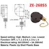 Ceiling Fan Switch Zing Ear ZE-268S5, 4 Speed 5 Wire