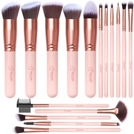 Makeup Brushes Makeup Brush Set - 16 Pcs BESTOPE PRO Premium Synthetic Foundation Concealers Eye Shadows Make Up Brushes set (Matte Pink)             