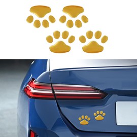 WINUERK 4PCS 3D Dog Paw Print Sticker, PVC Car Footprint Sticker, Waterproof Cute Dog Paw Print Emblem Decal, Universal Car Exterior Emblem Decor Stickers Accessories for Auto Bumper Window Laptops