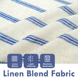 DriftAway Farmhouse Vertical Striped Linen Blend Textured Light Filtering Semi Sheer Curtains for Living Room Bedroom 72 Inches Long Drapes 2 Panels