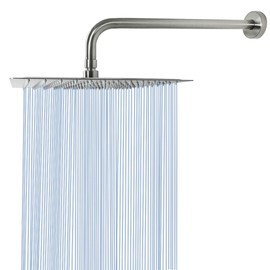 NearMoon Square Rain Shower Head With Extension Arm, Large Stainless Steel Rainfall Shower-Waterfall Full Body Coverage (12 Inch, Nickel)