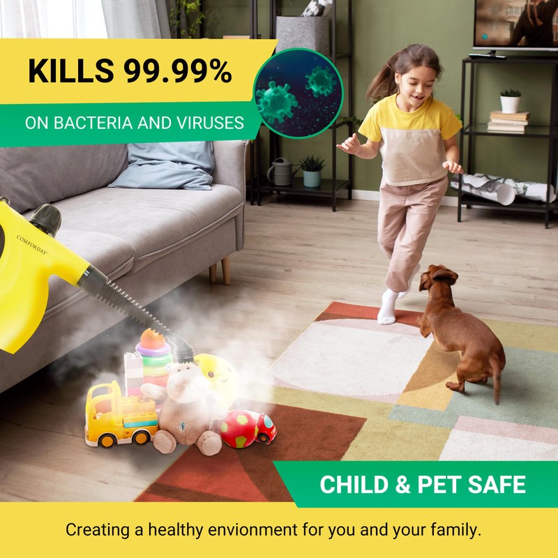 Comforday Multi-Purpose Steam Cleaner with 9-Piece Accessories, Perfect for Stain