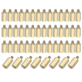PATIKIL M2.5 x 9+3 mm Female Thread Hex Brass PCB Standoff, 50 Pcs for FPV Drone Quadcopter PCB Motherboard Steel Screw Nut Set Computer Electrical, Gold