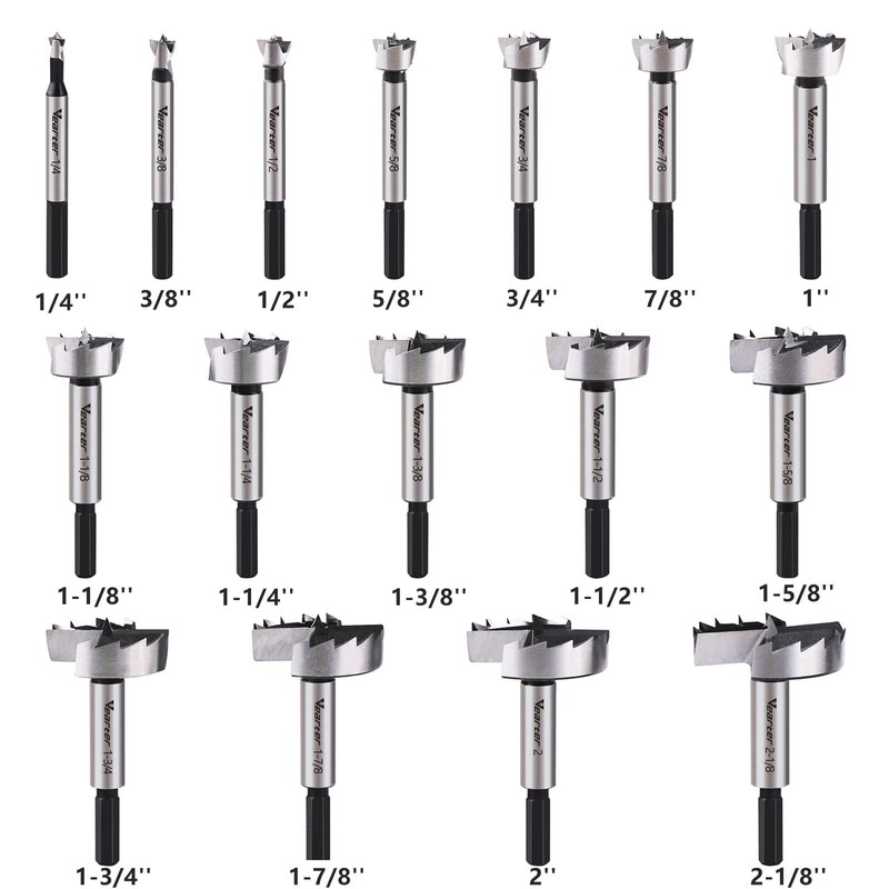 Vearter 16PCS Forstner Drill Bit Set, 1/4'' to 2-1/8'' HCS