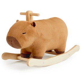 Baby Rocking Horse,Capybara Wooden Rocking Horse for Toddlers 1 Year Old Cute Brown Stuffed Plush Ride-on Rocking Animal for Baby Boys Girls Nursery/Child Christmas or Birthday Gift