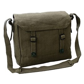 OUTBOUND Small Canvas Webbing Messenger Bag (Olive)