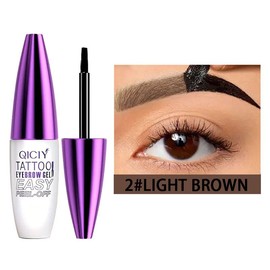 Easy Peel-Off Eyebrow Gel-Waterproof &Sweatproof, Long-Lasting Black or Brown TattooTint, Film Forming, Medium Coverage for All SkinTypes:_2#light brown