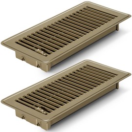 Floor Vents Floor Registers 4x10 inch, Heavy Duty Metal Heat Air Vent Covers 4 X 10 with Rust Proof Finish for Home Office Wall Floor Registers Grilles & Vents (2, Brown, 4x10 Inches)