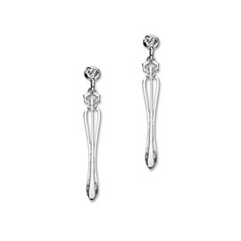 ORTAK 925 Sterling Silver Long Drop Earrings | Charles Rennie Mackintosh Rose Design | Art Nouveau Inspired | Fine Jewellery | Made In Scotland