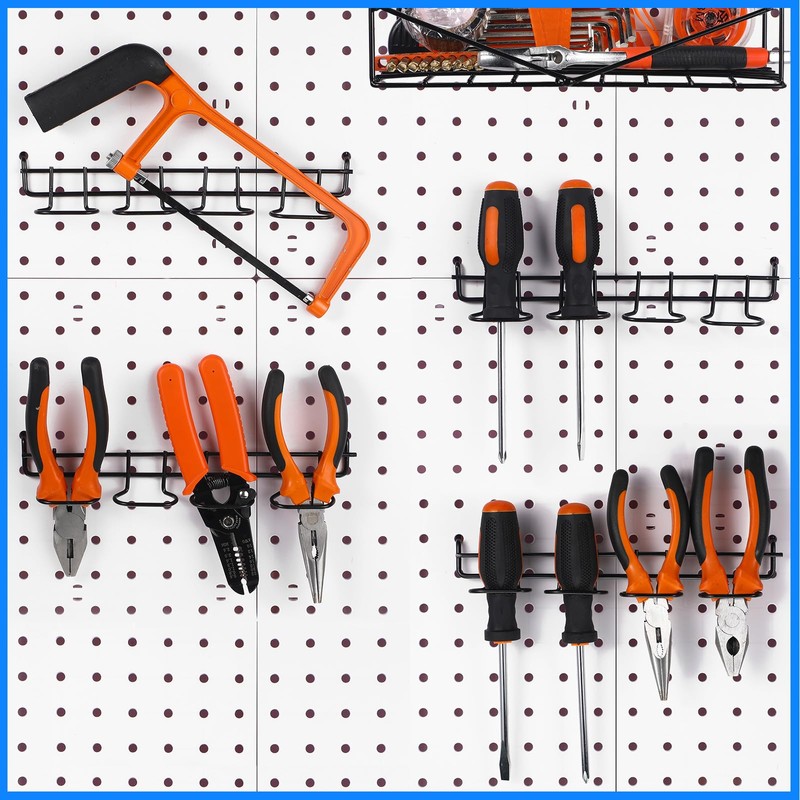 Coume 4 Pieces Pegboard Screwdriver Holders, Stainless Steel Pegboard Pliers