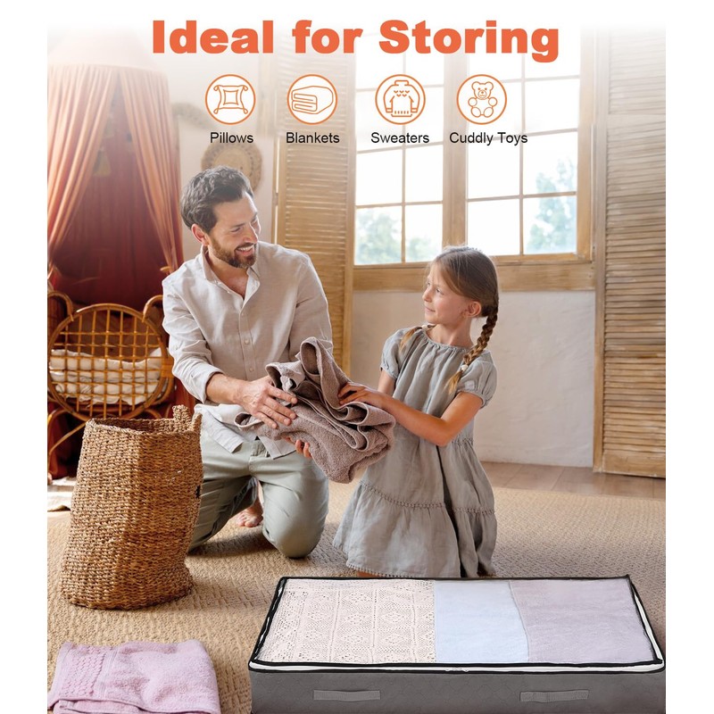 Pack of 3 90L Storage Bag, Under Bed Storage Box