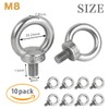 HIRAISM M8 Stainless Steel Eye Bolts, Set of 10