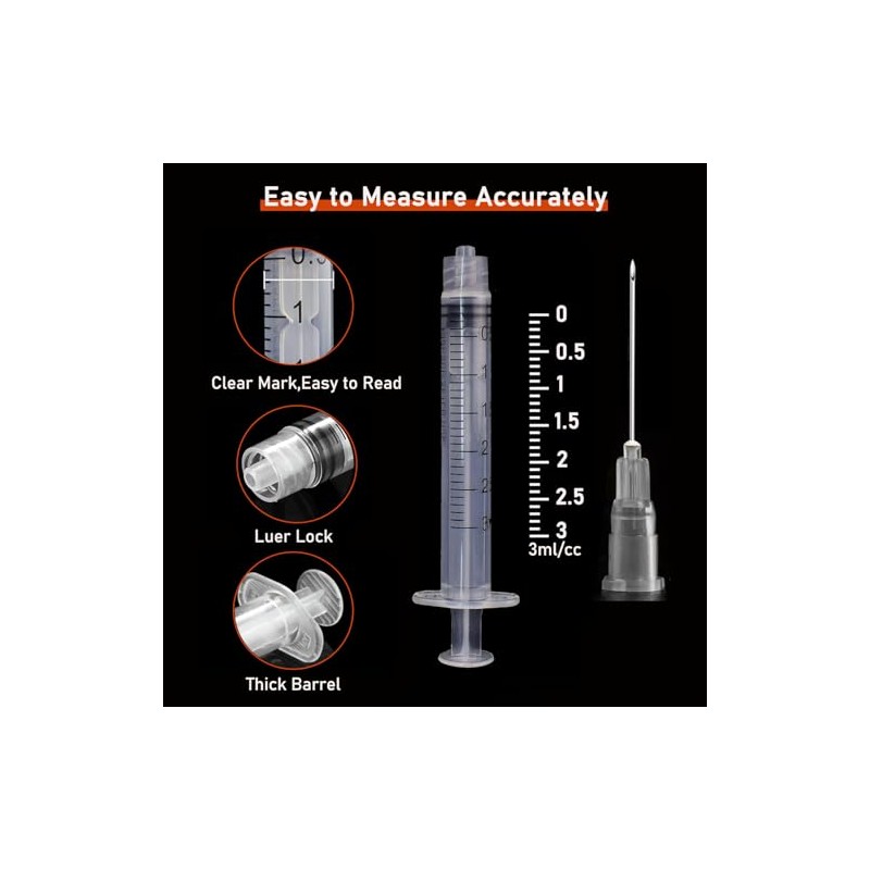 Jeringas Laboratorio Desechables Luer Lock Aguja Calibre Pulgada Empaquetadas Individualmente