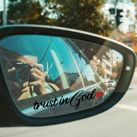 4 x Tru*t In God Rearview Mirror Decal,Rearview Car Decal,Mirror Sticker Decal,Rear View Car Mirror Sticker,Car Window Decal,Self Affirmations Decal,Vanity Mirror Sticker,Encouraging Auto Décor