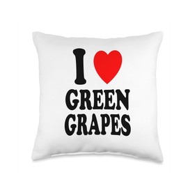 I Heart (Love) Green Grapes Favorite Fruit Vegetarian Vegan Throw Pillow