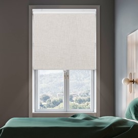 GENIMO 100% Blackout Roller Window Shades, Window Blinds Cordless with Thermal Insulated, UV Protection Fabric, Mini French Door Blinds for Home, Office, Bedroom, Easy to Install, White, 23" W X 75" H