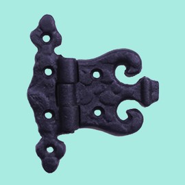 Black Cabinet Door Hinge 4.5" L Decorative Wrought Iron Hinge Rust Resistant Powder Coated Flush Mount Hinges for Wooden Cabinet Or Shed Doors with Screws Renovators Supply Manufacturing