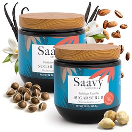 Saavy Naturals Exfoliante Corporal Con Aroma Azúcar, Vegano Y Natural Con Vitamina E, Set De Regalo De Exfoliante De Coco De Lujo, 355 Ml (Paquete De 2) - Hecho En Ee. Uu. (56 Ml (Paquete De 2),