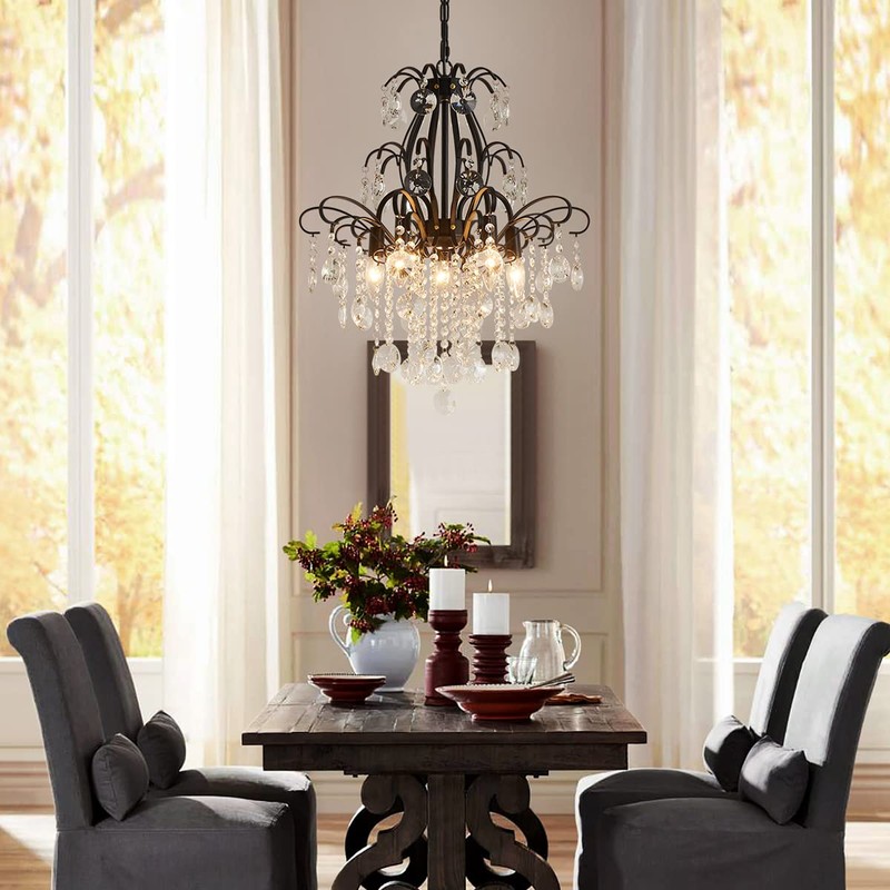 WUZUPS Crystal Chandelier 5-Light Pendant Ceiling Light Modern Lighting Fixture