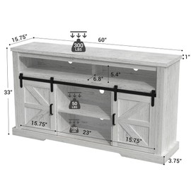 Fiona's magic TV Stand for 65+ Inch TV, Farmhouse Entertainment Center with Sliding Barn Doors, Wood Rustic Console Table with Storage Cabinets, TV Cabinet Media Console for Living Room (Light Oak)