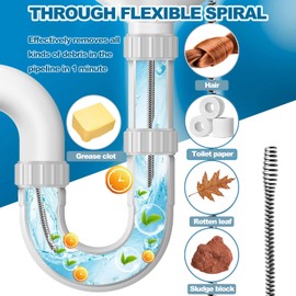 Drain Snake Unblocker Reusable Flexible Plumbing Drain Hair Sink Unblocker Tool for Sewer, Bathroom Plug Hole,Shower,Kitchen Sinks-3 Meter