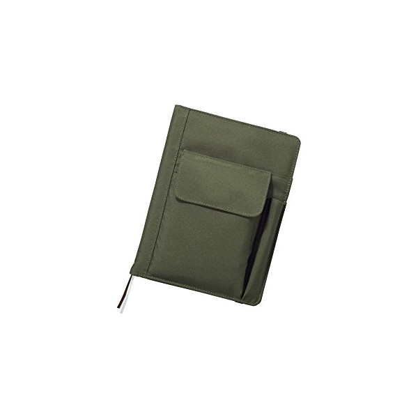LIHIT LAB. Refillable Notebook with Cover, 7.2 x 9.6 x 1.5 inches, Olive (N-1647-22)