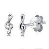 Sterling Silver Treble Clef Music Note Stud Earrings
