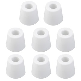 Mewutal 8PCS Furniture Round Risers Rubber Table Foot Protectors White Chair Foot Pad for Cabinet Desk Sofa, with Screws (15×19×17mm)