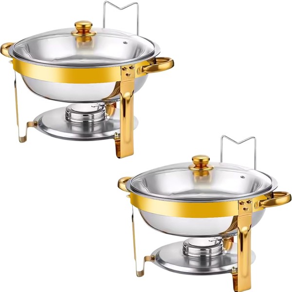 2 Pack 7 QT Chafing Dishes for Buffet - Round