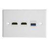 HD Multimedia Interface Ethernet USB Wall Plate 3 Port with