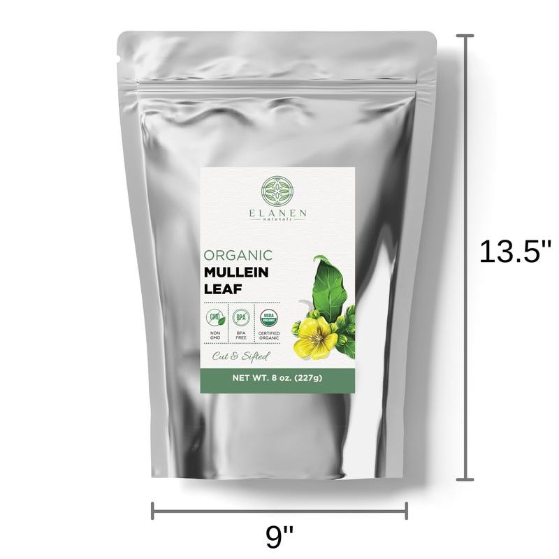 Elanen Naturals Mullein Leaf, USDA Certified Organic, Cut & Sifted